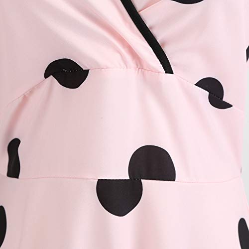 Aini SeñOrita Correa Sin Mangas Vestido Estampado De Fresa Cereza Vestido De Cintura Vestidos Mujer Sin Mangas CóCtel Fiesta Retro Pin Up (Za-Rosado, M)