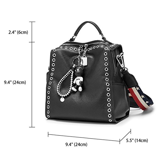 AINUOEY Mujer Bolsos Mochila Vestir Antirobo Pequeña Casual Bandolera Cuero Hombro Piel de PU Fekete