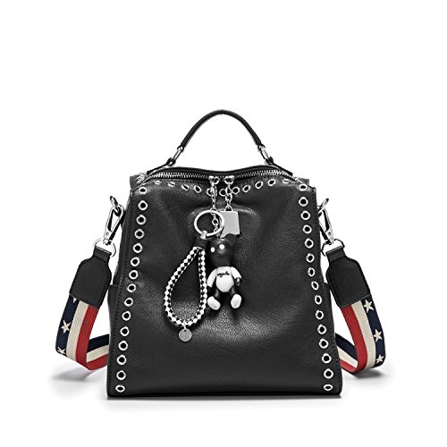 AINUOEY Mujer Bolsos Mochila Vestir Antirobo Pequeña Casual Bandolera Cuero Hombro Piel de PU Fekete