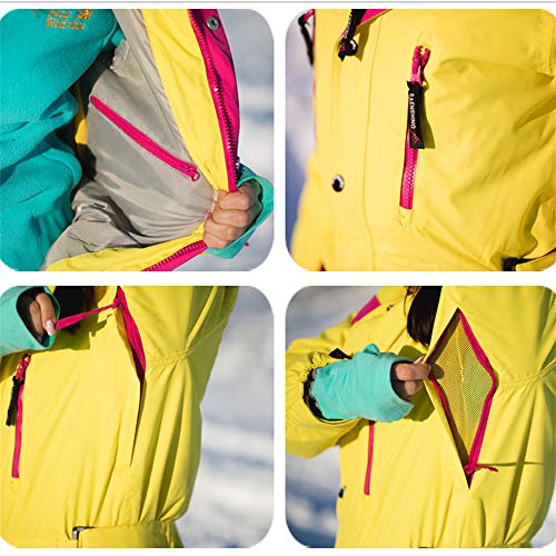 Aitry Chaqueta de esquí de montaña de una Pieza para Mujer, Pantalones de Snowboard para Mujer, Mono Impermeable de Invierno para Nieve, Amarillo