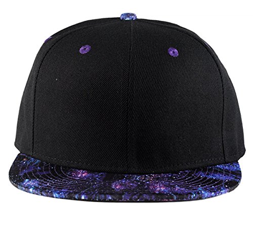 Aivtalk - Negro Hip Hop Sombrero Estampado Plano Gorra de Béisbol Moda Accesorio Ajustable para Mujer Hombre