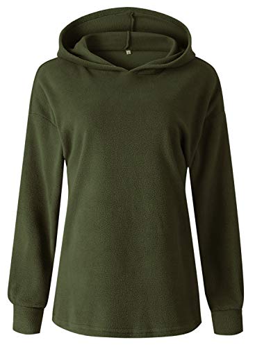 Ajpguot Mujer Sudaderas con Capucha Manga Larga Tops Jerséis Moda Suéter Blusas Color Sólido Otoño Invierno (M, Verde Militar)