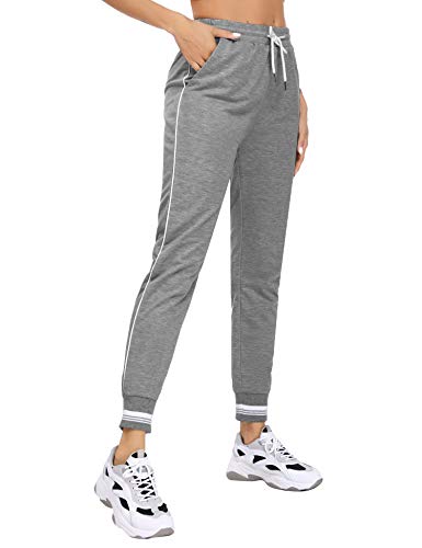 Akalnny Pantalones Deportivos para Mujer Pantalón de Chándal Largos Pantalones de Deporte con Cordones para Gimnasio Yoga Jogging (Azul Marino, XXL)