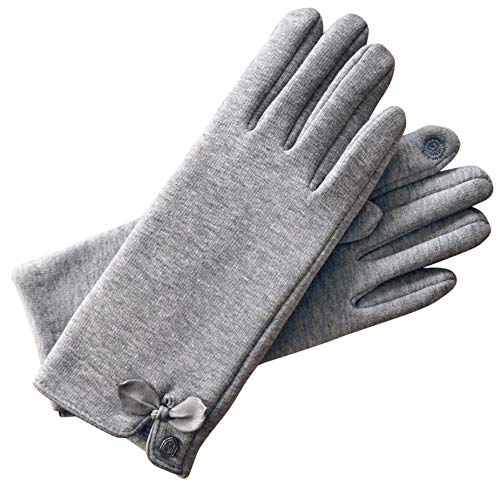 AKAROA ESTD 2019 Liz - Guantes para mujer para pantalla táctil, forro de peluche extrasuave, material de jersey elástico, 100% vegano plateado L-XL
