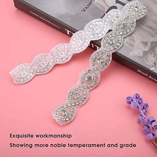 Akozon Adorno Ropa de 8 Formas de diseño Hecho a Mano Rhinestone Crystal Cadena Aplique Ajuste para el Vestido de Boda