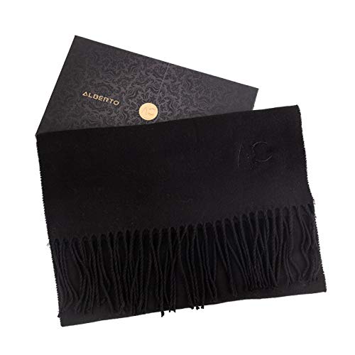 ALBERTO CABALE hombres unisex suave cashmere bufanda super suave plaid sólido envoltura chal bufanda en caja de regalo Negro