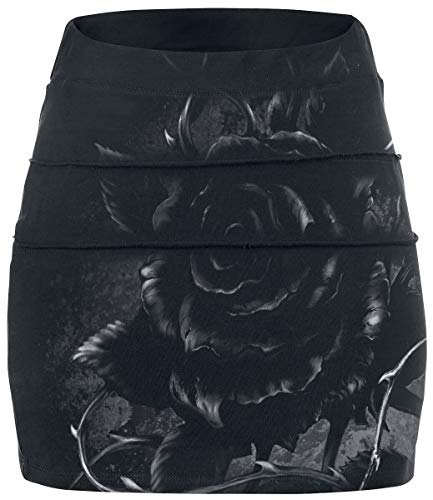 Alchemy England Roses Nest Mujer Minifalda Negro M, 95% algodón, 5% elastán,