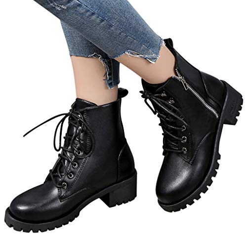 Alecony Botas Militares para Mujer Moda Invierno Zapatos Antideslizante Impermeable Lace-Up Boots Botines Botas de Nieve para Mujer