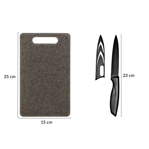 ALFIYA- Tabla de cortar y Cuchillo de cocina / calidad superior / resistente / cuchillos / lavable / inoxidable / vidrio / madera / plástico / mármol / Francia / carne / regalo / servicio de alimentos