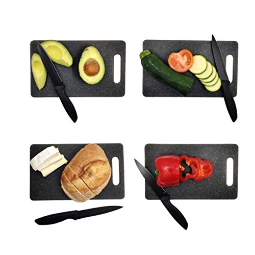 ALFIYA- Tabla de cortar y Cuchillo de cocina / calidad superior / resistente / cuchillos / lavable / inoxidable / vidrio / madera / plástico / mármol / Francia / carne / regalo / servicio de alimentos