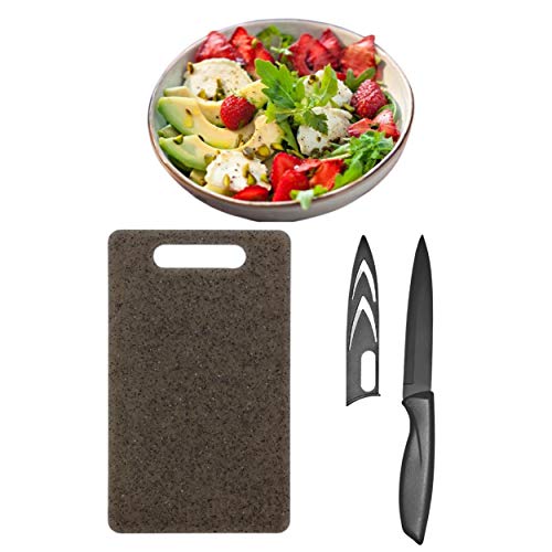 ALFIYA- Tabla de cortar y Cuchillo de cocina / calidad superior / resistente / cuchillos / lavable / inoxidable / vidrio / madera / plástico / mármol / Francia / carne / regalo / servicio de alimentos