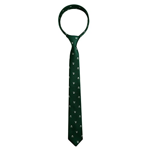 Alizeal Corbata con Patrón de Cráneo para Hombre,Ideal para Fiesta de Halloween,Verde Oscuro