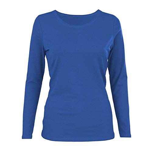 Alkato Camiseta de Manga Larga para Mujer, Azul Brillante, S