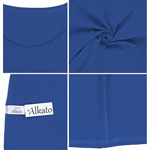 Alkato Camiseta de Manga Larga para Mujer, Azul Brillante, S