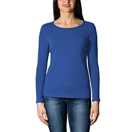 Alkato Camiseta de Manga Larga para Mujer, Azul Brillante, S