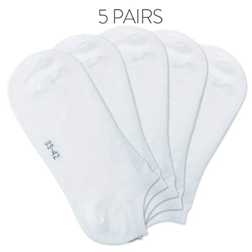 ALL ABOUT SOCKS Calcetines tobilleros blancos Hombre 47-50 (Pack de 5) - Calcetines deportivas para zapatillas - Hecho en Europa