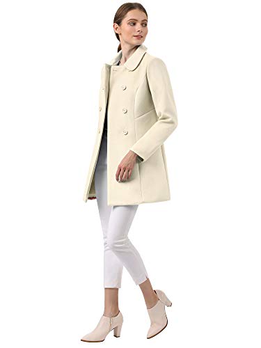 Allegra K Abrigo Collar Peter Pan Trench Doble Botonadura de Mujer Beige L