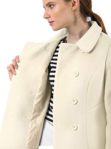 Allegra K Abrigo Collar Peter Pan Trench Doble Botonadura de Mujer Beige L