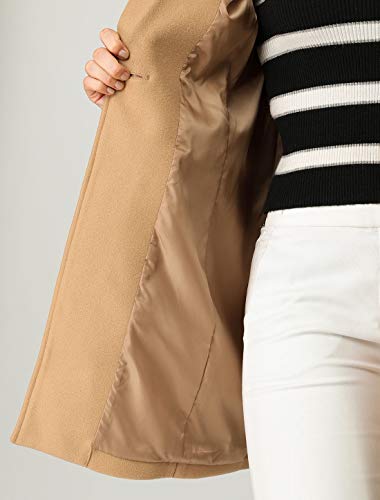 Allegra K Abrigo Largo Abotonado Solapa con Muesca Manga Larga Clásico para Mujer Caqui XL
