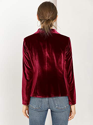 Allegra K Blazer De Terciopelo Cuello Chal Un Botón Sólido Abrigo De Oficina para Mujer Rojo XL