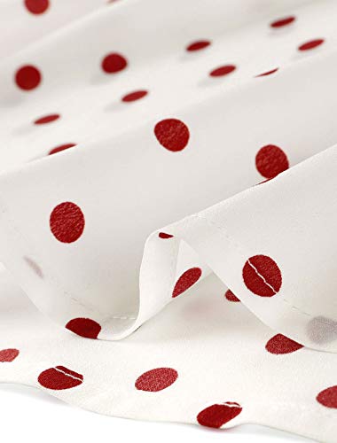 Allegra K Blusa Túnica Camisa Lunares Vintage Manga Larga Cuello De Volantes para Mujer Blanco Rojo S