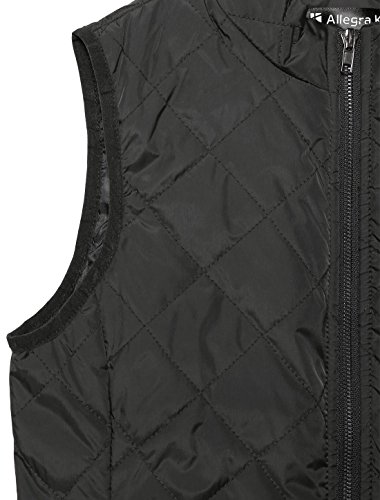 Allegra K Chaleco Acolchado para Mujer Cuello Alto Cremallera Frontal Bolsillos Inclinados Negro S
