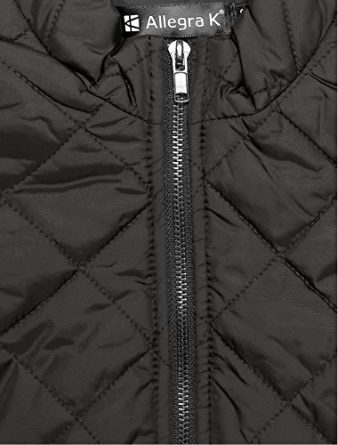 Allegra K Chaleco Acolchado para Mujer Cuello Alto Cremallera Frontal Bolsillos Inclinados Negro S