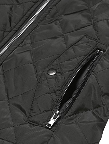 Allegra K Chaleco Acolchado para Mujer Cuello Alto Cremallera Frontal Bolsillos Inclinados Negro XL