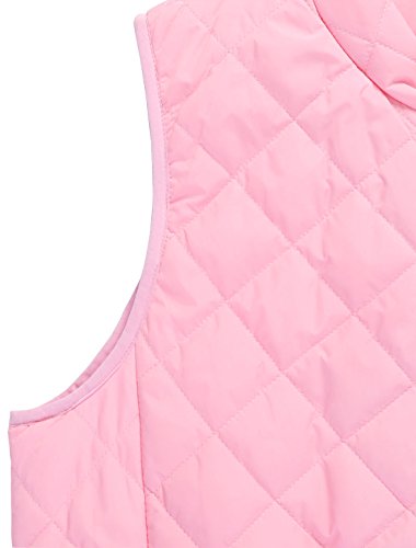 Allegra K Chaleco Acolchado para Mujer Cuello Alto Cremallera Frontal Bolsillos Inclinados Rosa S