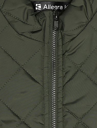 Allegra K Chaleco Acolchado para Mujer Cuello Alto Cremallera Frontal Bolsillos Inclinados Verde XS