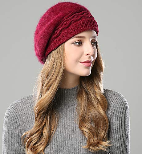 Alleza Boinas Francesa Sombreros de Mujer Lana Vintage Fiesta Invierno Gorro Caliente Beret Francés Beanie Cozy Forro Polar