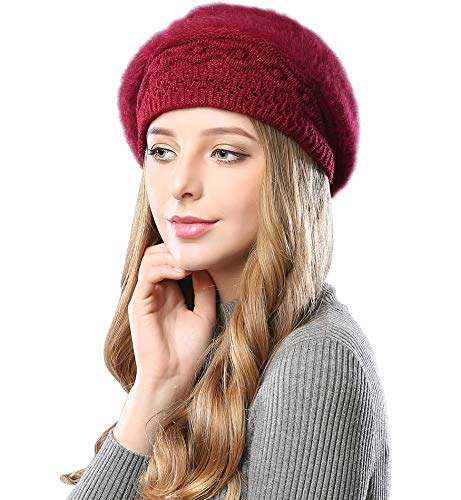Alleza Boinas Francesa Sombreros de Mujer Lana Vintage Fiesta Invierno Gorro Caliente Beret Francés Beanie Cozy Forro Polar