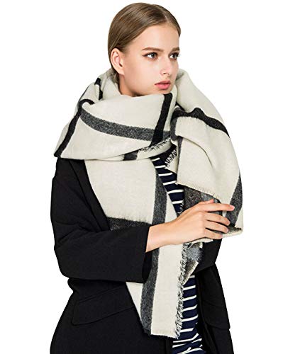 Alleza Bufanda para Mujer Invierno Chal Manta Mantón Fular Grande Enorme Estilo a Cuadros 200 * 80cm