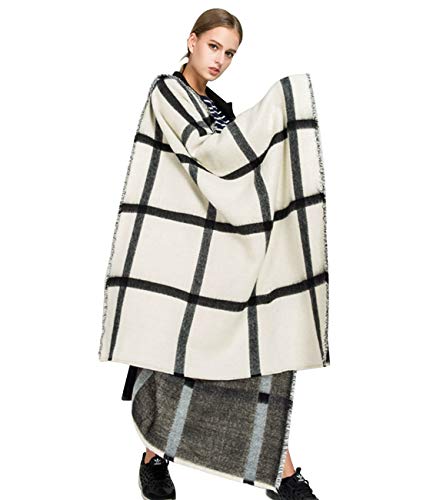 Alleza Bufanda para Mujer Invierno Chal Manta Mantón Fular Grande Enorme Estilo a Cuadros 200 * 80cm