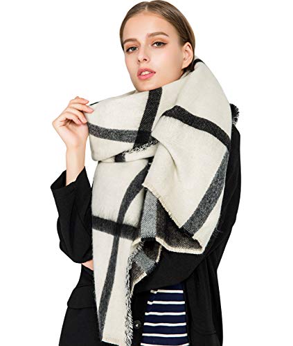 Alleza Bufanda para Mujer Invierno Chal Manta Mantón Fular Grande Enorme Estilo a Cuadros 200 * 80cm