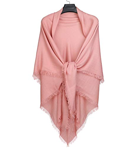 Alleza Bufanda para Mujer Invierno Chal Manta Mantón Fular Pañuelo Lino y Algodón Color Puro con Borlas 140 * 140cm