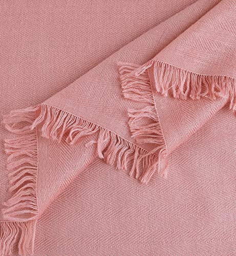 Alleza Bufanda para Mujer Invierno Chal Manta Mantón Fular Pañuelo Lino y Algodón Color Puro con Borlas 140 * 140cm