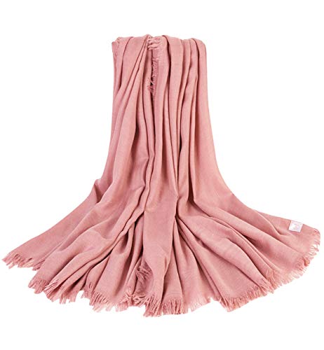 Alleza Bufanda para Mujer Invierno Chal Manta Mantón Fular Pañuelo Lino y Algodón Color Puro con Borlas 140 * 140cm