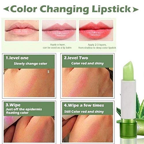 Aloe Vera Lipsticks,Fashion Long Lasting Moisturizing Lipstick Aloe Vera Lip Gloss Color Mood Change Long Lasting Nutritious Lip Balm Lips Moisturizer