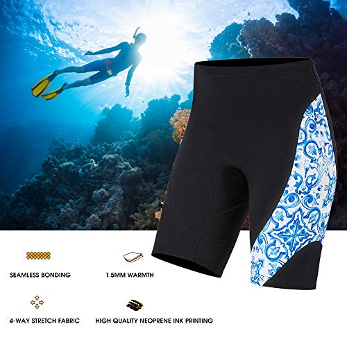Alomejor Pantalones de Buceo 1.5mm Split Mujeres Hombres Pantalones de Traje de Neopreno para Buceo Snorkeling Scuba Surf Canoa Pantalones Resistente a caídas(S-Mujer Azul)