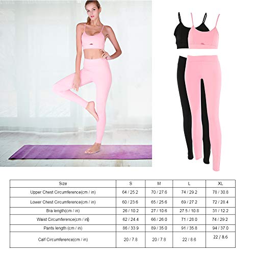 Alomejor Sujetador Deportivo para Mujer Conjunto de Pantalones Conjunto de Ropa de Yoga Estiramiento Traje de Ejercicio físico Gimnasio Sujetador Leggings Conjunto(S-Pink)