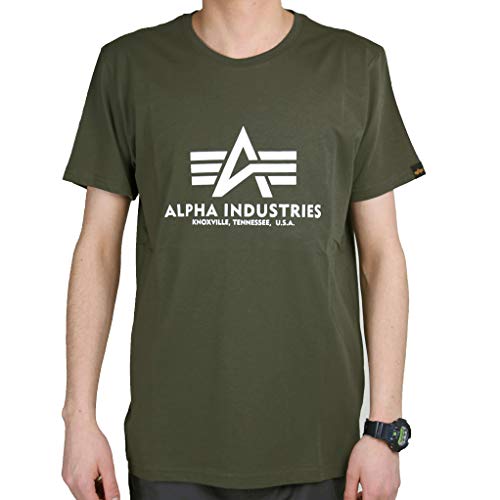 ALPHA INDUSTRIES Basic T-Shirt Camiseta, Verde Vintage, L para Hombre