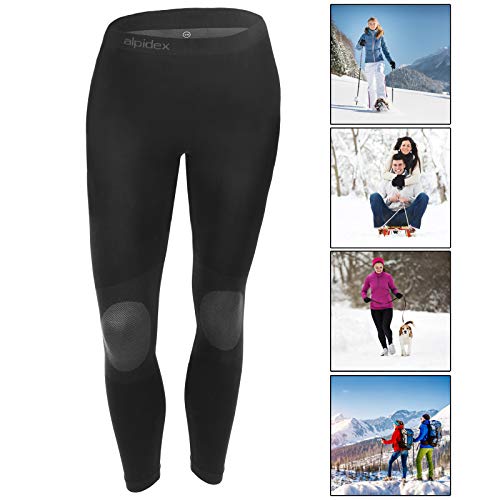 ALPIDEX Ropa Interior para esquí, térmica y Funcional para Mujer - Transpirable, cálida y de Secado rápido, Tamaño:S/M, Color:Black-Grey