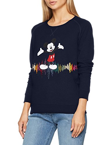 Alvarno Sweater Mickey Mouse Beats Sudadera, Azul (Azul Marino 0), Medium (Tamaño del Fabricante:M) para Mujer