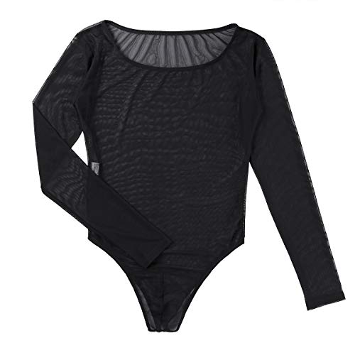 Alvivi Lencería Erotica de Hombre Sexy Monos Babydoll Camisón Wetlook Bodysuit Ropa Dormir Trasparente Catsuit Negro XX-Large
