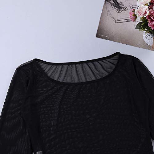 Alvivi Lencería Erotica de Hombre Sexy Monos Babydoll Camisón Wetlook Bodysuit Ropa Dormir Trasparente Catsuit Negro XX-Large