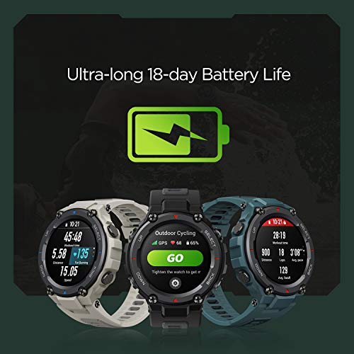 Amazfit T-Rex Pro Smartwatch Fitness Monitor de Sueño y Ritmo cardiaco 10 ATM GPS Reloj Inteligente Deportativo con más de 100 Modes Deportes Duración de batería 18 días Resitente Diseño Negro