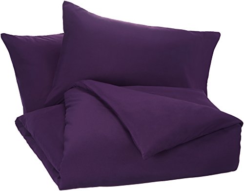 Amazon Basics - Juego de fundas de edredón y de almohada de microfibra, 220 x 250 cm + 2 fundas 50 x 80 cm - Ciruela