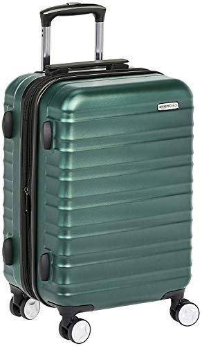 Amazon Basics - Maleta de mano rígida de alta calidad, con ruedas y cerradura TSA incorporada, 55 cm, Verde
