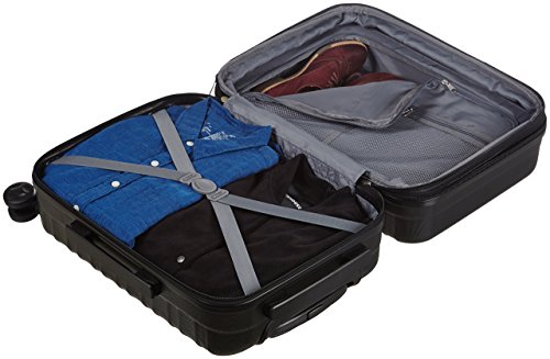 Amazon Basics - Maleta de viaje rígida giratoria - 55 cm, Tamaño de cabina, Negro